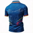 thumbnail image 5 of Colombia 2026 Soccer Cup Fan Jersey for Men, Short Sleeve Polo Shirt with Cityscape & Tricolor Graphic, Breathable Mesh Sports Top, 1 PC Blue L, 5 of 5