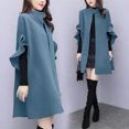 thumbnail image 3 of Joernso Women Winter Coat Solid Color Ruffle Formal Elegant Big Hem Midi Length Long Sleeves Cardigan Stand Collar Lady Cloak Coat for Dating, 3 of 8