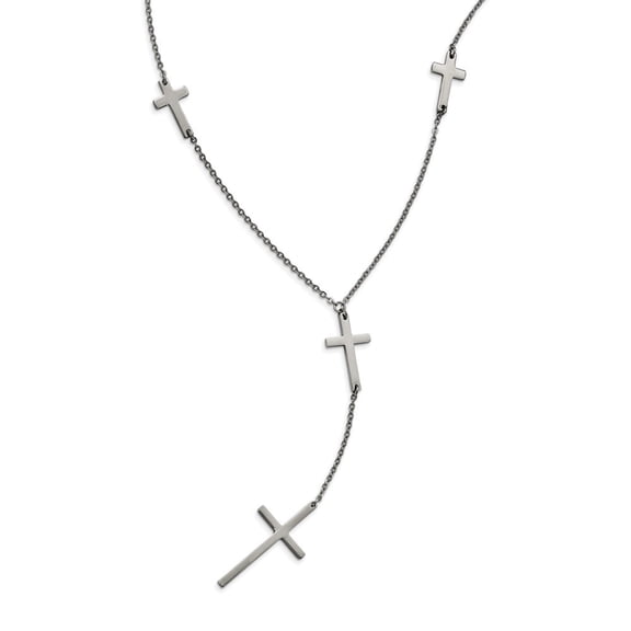 Stainless Steel Cross Dangle Slip Necklace - 30 Inch