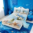 thumbnail image 2 of meiyoeat Beach Floral Vase Bed Sheets For Boys,Shell Print Full Size Sheets,4pcs,1 Flat Sheet,1 Fitted Sheet and 2 Pillowcases, 2 of 6