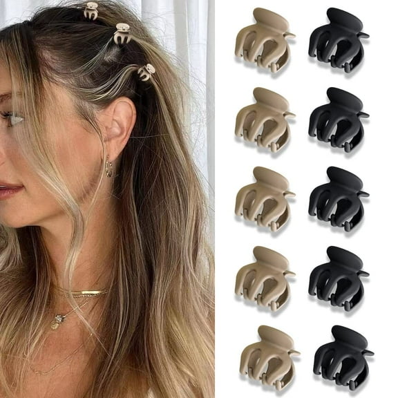Mini Claw Clips 10Pcs, Durable Matte Tiny 1.4 Inch Hair Clips for Women Girls, Small Hair Clips for Hair Buns, Braided Bangs, Hair Clips for Thick Thin Hair Styling Accessories