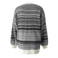 thumbnail image 4 of Gabardina clásica Vestido largo de punto con bloque de color y manga farol con falda envuelta en suéter con cuello Rojoondo para mujer de Navidad (Negro, S), 4 of 5