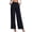 Black, variant on Womens High Waist Pleated Wide Leg Pants office Casual Flow Palazzo Trousers Lightweight Textured Outing Pants with Pockets Khaki
