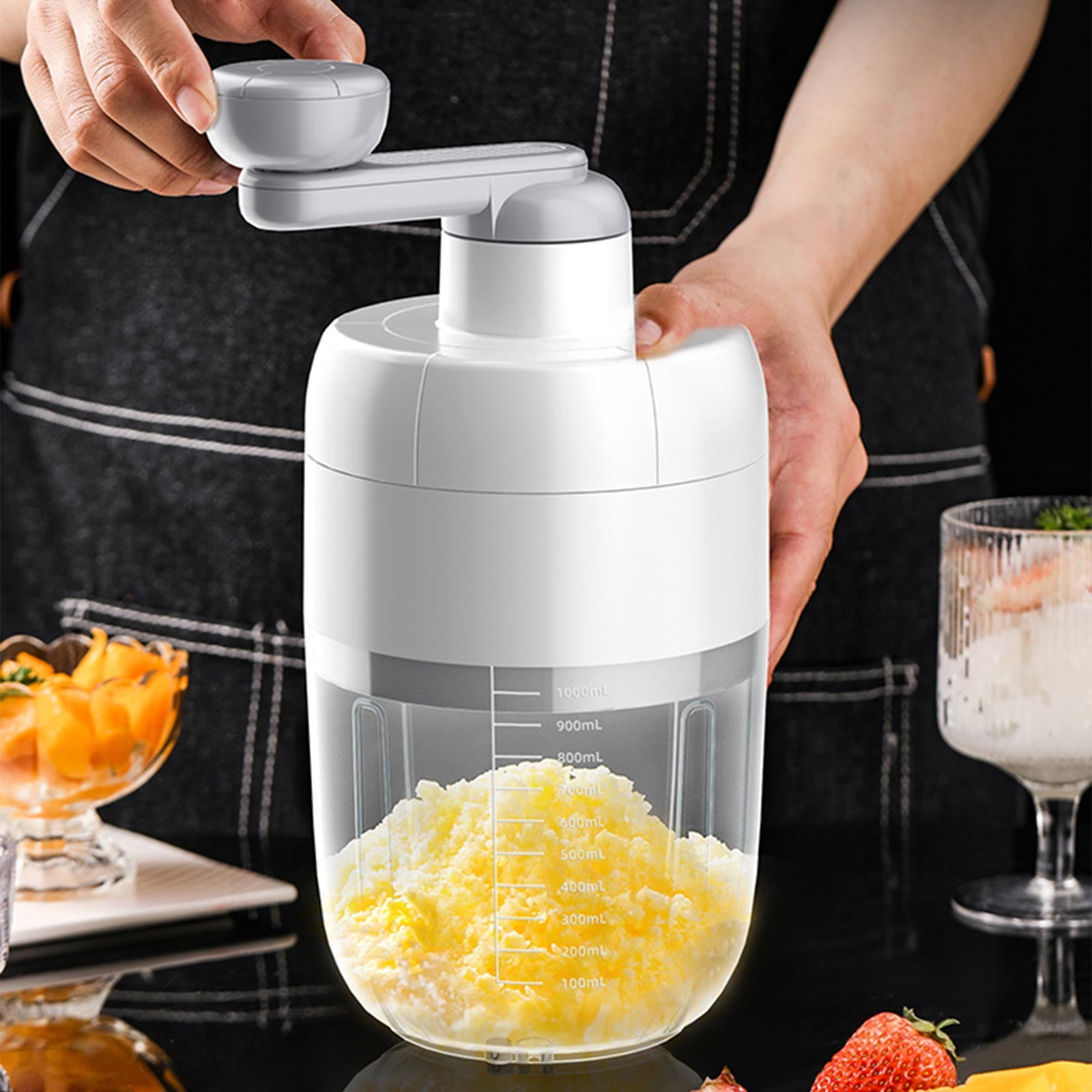 XKHBDL Hand-cranked Shaver Ice and Snow Cone Machine, Manual Shaved Ice Machine Household Protable Small Slushie Machine - BPA Free