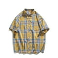 thumbnail image 4 of Aobny Big & Tall Oversized Tshirts for Men with Pocket Short Sleeve Collared Yellow Tops Button-Up Plaid Men T Shirts,3XL, 4 of 4