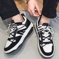 thumbnail image 4 of Zapatillas de deporte para hombre con cordones de cuero PU resistente al desgaste para primavera otoño (39) Negro Wdftyju Tenis De Mujer Tenis De Hombre, 4 of 8