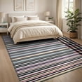 thumbnail image 3 of ODIKA Plaid Striped Boho Banded Lines Bordered Fireplace Frame Farmhouse Foldable Easy Care for King Size Bedroom, Master Suite, Under Bed, 3 of 7