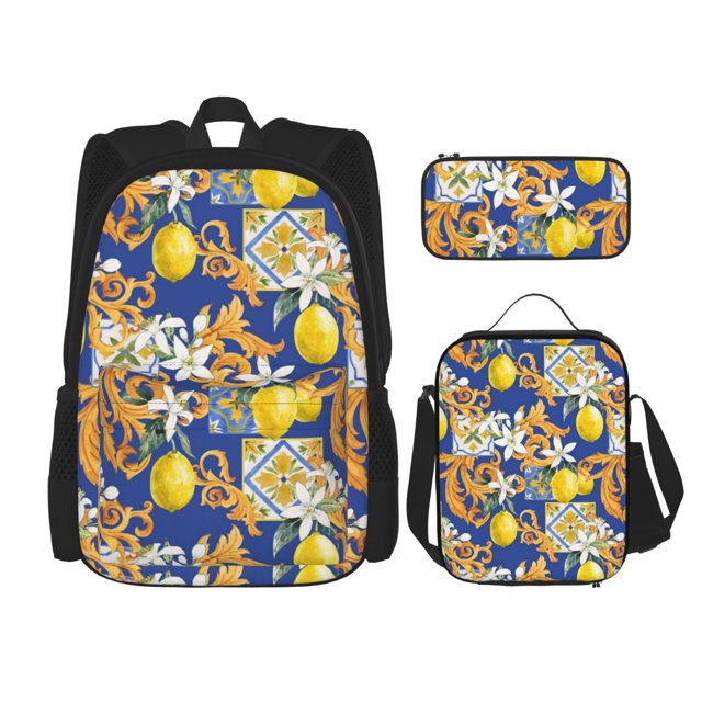 Balery Sicilian Style Mochila Escolar 3 en 1 para Niños - Mochila Resistente con Lonchera Térmica y Estuche - Mochila Escolar para Niños y Niñas