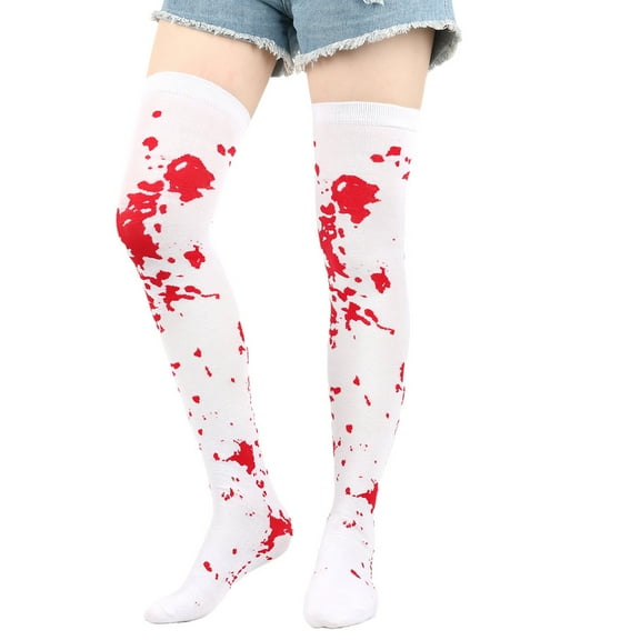 Nvzi-a Halloween Thigh High Long Stockings Over Knee Stockings Cosplay Festival Socks ，White