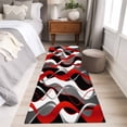 thumbnail image 5 of Red Gray Stripes Runner Rugs 2x6 ft Abstract Art Modern Geometric Curve Washable Hallway Rugs Non-Slip Floor Mats Absorbent Carpet Bedside Runners for Bedroom Kitchen Bathroom Laundry Room, 5 of 9
