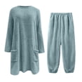 thumbnail image 4 of Pajamas for Women Set Fall & Winter Pullover Long Sleeve Set Soft Double Fleece with Embossed Design & Cozy Loungewear for Cold Nights, 4 of 6