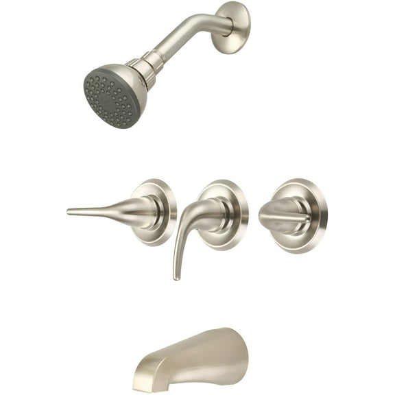 Olympia P-3250-BN ACCENT Series Three Handle Tub/Shower Set PVD: Brushed Nickel