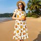 thumbnail image 4 of Disketp Pumpkin Maple Leaves para Vestido de Manga Corta para Mujeres, Vestidos de Verano para Mujeres, Casual y Holgado para la Playa, 4 of 6