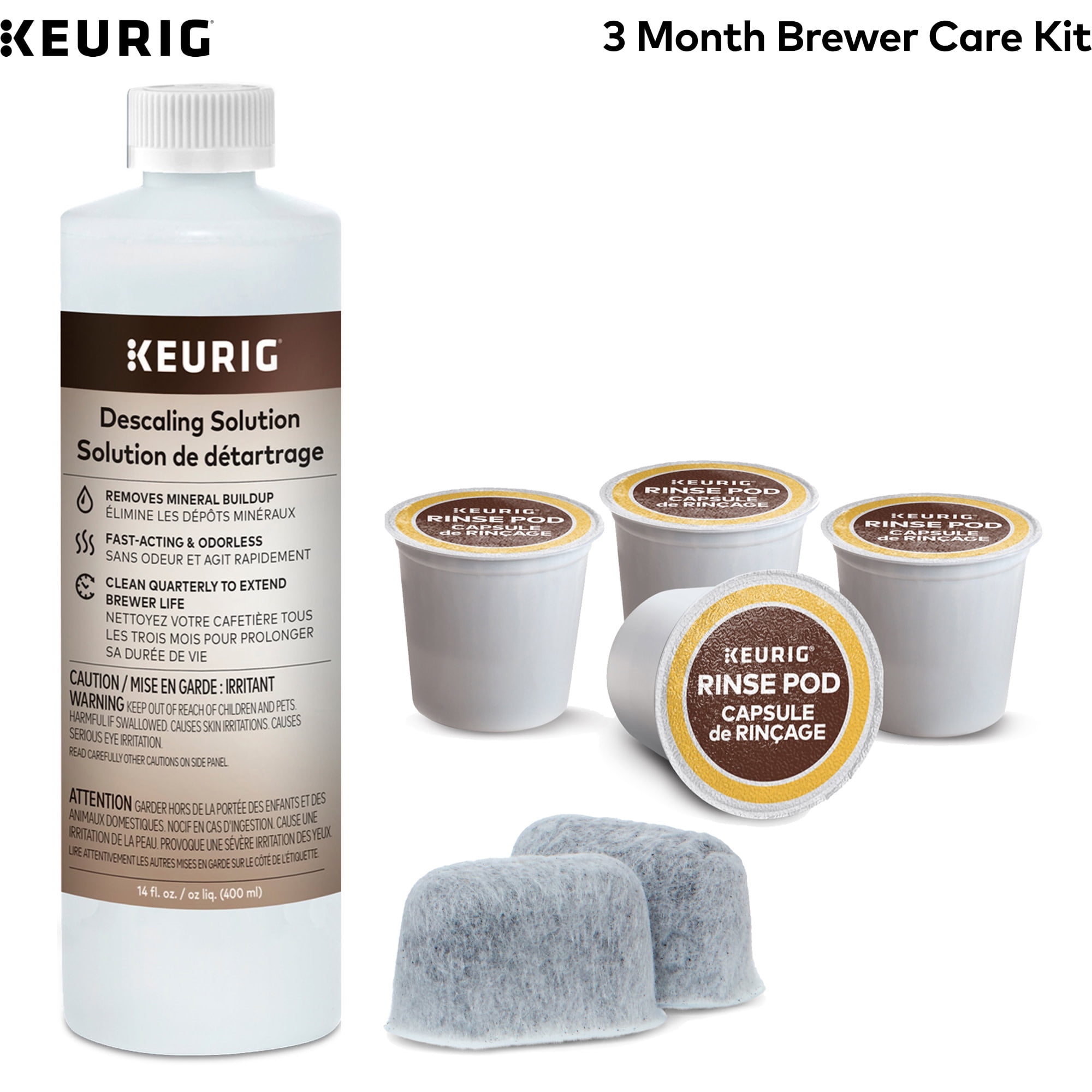 Keurig Coffee Cleaning Care Set 3 Month Brewer Maintenance Kit with Rinse Pods Descale Solution and Filter Cartridges Walmart