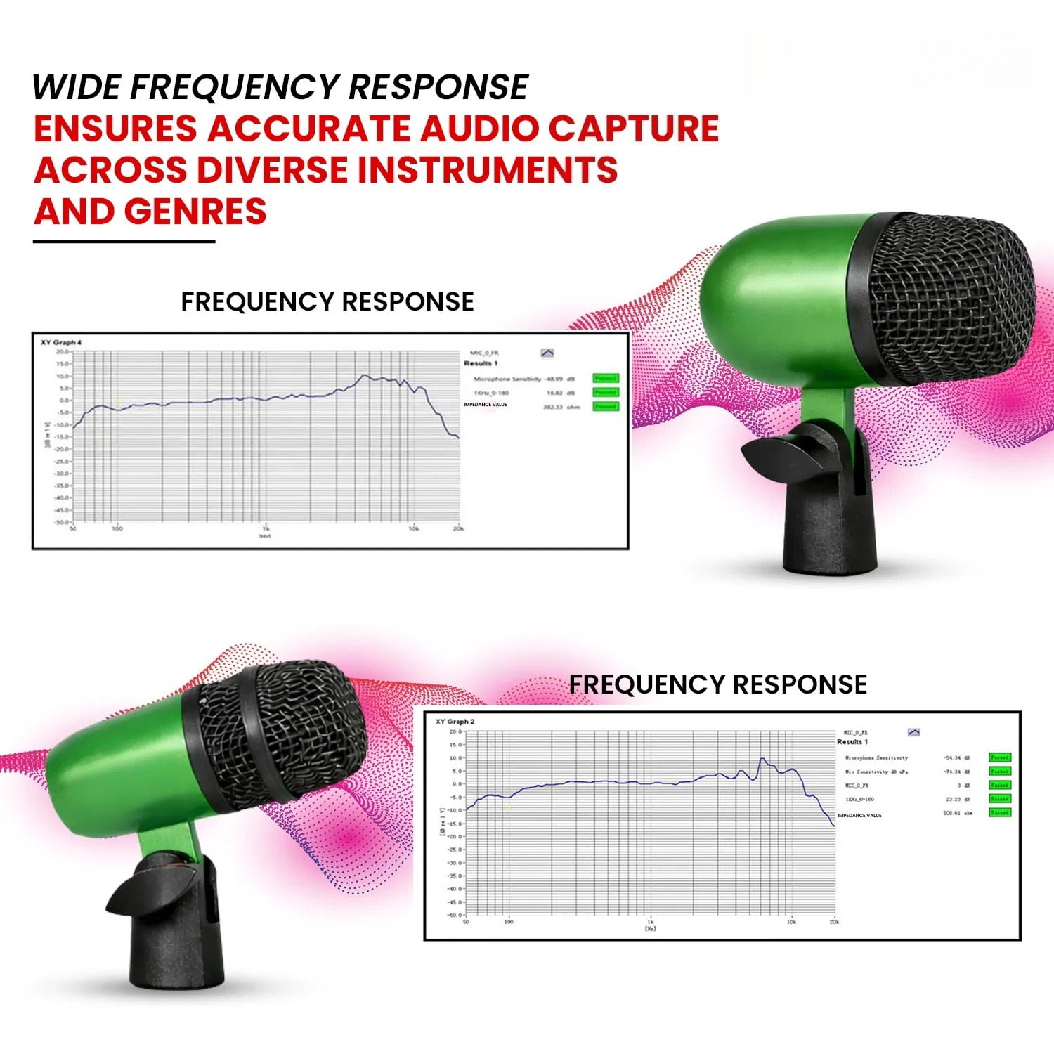 Bass Microphone, Portable Microphone, Clip-on Microphone, with Desktop Stand and XLR Interface, Suitable for Recording Studios and Concerts