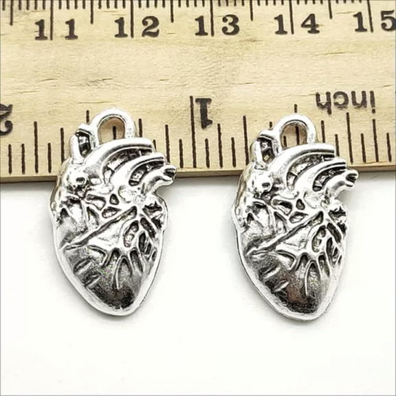 U8MO 4/10/30X Heart Antique Silver Charms Pendants for Jewelry Making 25*15mm-10pcs