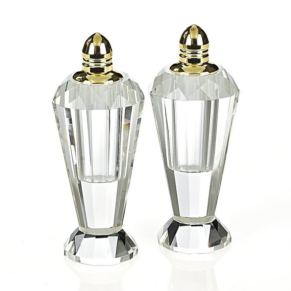 HomeRoots 376101 Handcrafted Optical Crystal & Gold Salt & Pepper Shakers, Pair