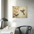 thumbnail image 3 of ONETECH Vintage Bird Painting Wall Decor Black and Gold Hummingbird with Flower Canvas Wall Art Retro Birds Picture Poster with Frame Home Living Room Bedroom Ready to Hang 20x16 Inch, 3 of 4
