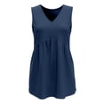 thumbnail image 5 of Tank Tops for Women Lightweight Cotton Linen V Neck Loose Ruffle Flowy Sleeveless Shirt Summer Outfits, 5 of 6