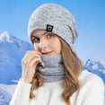 thumbnail image 2 of Caywon Winter Hook Hat and Neck Warmer Set for Adult Soft Stretchy Beanie Scarf Combo Fashionable Warm Accessories with Warm Knit Fleece Lined, 2 of 4