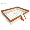 thumbnail image 4 of Bellemave Queen Size Floor Bed with Stairs and Fence Guardrails Floor Bed Frame with Bed Slats PU Leather Upholstered Daybed(Queen, White + Brown), 4 of 10
