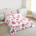 thumbnail image 3 of jejeloiu Cute Bowtie Bow Bedding Comforter Set,Sweet Strawberry Fruit Twin Comforter Sets,Pink Bowknot Bedding Set For Girls Kids,Super Cozy Room Decor Reversible,2 Pieces, 3 of 8