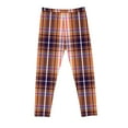 thumbnail image 3 of Toddler Girl Leggings Plaid Criss Cross Trendy Stretch Comfortable Cotton Pants Lightweight Skinny Kids Fall Outfits, Orange, 7 Years, 3 of 6