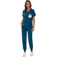 thumbnail image 1 of Ensemble de Blouses Médicales pour Femmes - Haut à Col en V Extensible & Pantalon Jogger avec 8 Poches, 1 of 6