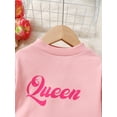 thumbnail image 5 of Girls' Cute Queen Letter Print Long Sleeve Top & Tie-Dye Pants Set 2Pcs Clothing Toddler To Big Kid Fall Winter, 5 of 10