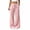 Pink, variant on Womens Linen Blend Full Length Wide Leg Pants Dual Front Patch Pockets Self Tie Drawstring Elastic High Waist Loose Flow Breathable Woven Casual Summer Palazzo Trousers