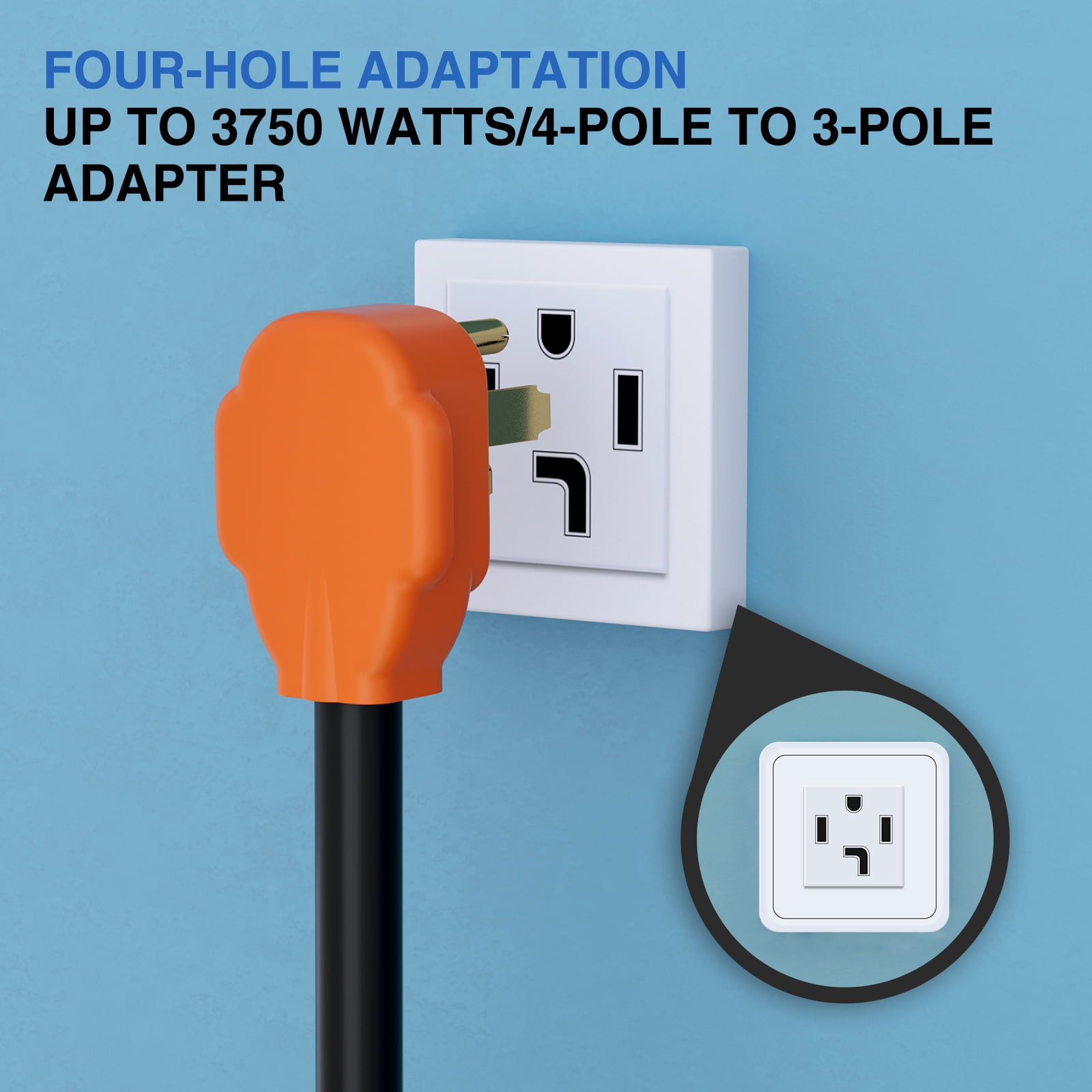 Nilight 30 Amp Dryer Adapter Cord, 4 Prong, 125V/250V, 7500 Watt, Pure Copper, Heavy Duty, 10 Gauge Wire