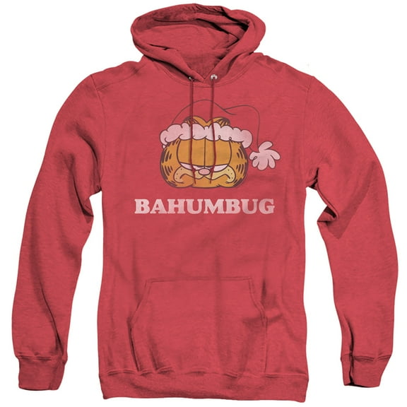 Garfield Bahumbug Adult Heather Hoodie Sweatshirt Red