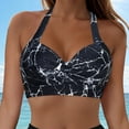 thumbnail image 2 of Jdkau Bikini Top Women Halter Bikini Tops Push Up Bikini Top V Neck Twist Front Swimsuit Top Full Coverage Bikini（Silver,S）, 2 of 8