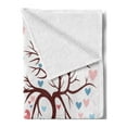 thumbnail image 2 of Family Soft Flannel Fleece Blanket, Wedding Tree in Shape of a Heart with 2 Birds and Smaller Hearts as Leaves, Cozy Plush for Indoor and Outdoor Use, 70" x 90", Maroon Pink and Blue, by Ambesonne, 2 of 5
