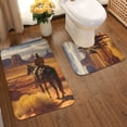 thumbnail image 2 of Honeii Western Desert Cowboy Cloud Pattern Bathroom Anti-Skid Pad Bathroom Mat Vintage Seamless Pattern Not-Slip Toilet Rug Set, 2 of 6