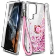 thumbnail image 2 of Compatible with Samsung Galaxy S23 Case(6.1 Inch), Girls Women Bling Liquid Floating Glitter Cute Case with Tempered Glass Screen Protector, Ring Holder & Wrist Strap, 2 of 4