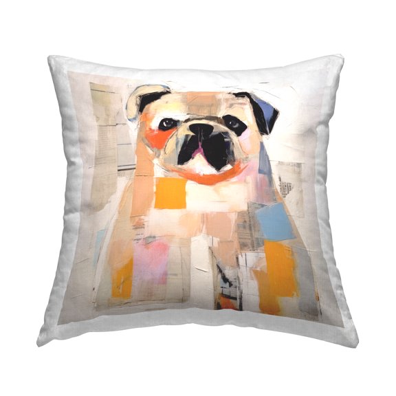 Stupell Industries Abstract Pug Dog Decorative Printed Throw Pillow, 18 x 18