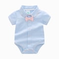 thumbnail image 4 of Baby Onesies Boy Bow Short Sleeve Romper Bodysuit Newborn Banquet Wedding Jumpsuit Clothes, 4 of 9