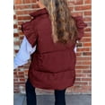 thumbnail image 6 of Winter Women's Button Down Puffer Vests Ruffle Sleeve Padded Gilet with Pockets, 6 of 7