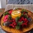 thumbnail image 2 of ICQOVD Christmas Candle Ring Wreath Artificial Flower Centerpiece for Dining Table Wedding Party Home Holiday Decoration 7.87*7.87*3.15IN, 2 of 7