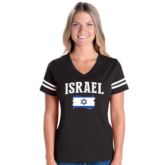 Womens Israel Football V-Neck T-Shirt