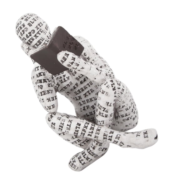 Rupoun Resin Reading Woman Figurine – Hand‑Painted Pulp Sculpture for Home Décor, Bookshelf & Gift