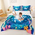 thumbnail image 3 of spefrowx Cute Narwhal Queen Comforter Set for Kids, Blue Underwater Coral Fish Print Comforter Sets Queen, Polka Dot Reversible, 3-Piece, 1 Comforter and 2 Pillowcases, 3 of 6