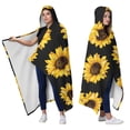 thumbnail image 2 of Wearable Blanket,Black Yellow Sunflower Pattern Hooded Wearable Sherpa Blanket for Adults & Teens,Winter Poncho Shawl Wrap Cape Thick Warm,60"x80", 2 of 5