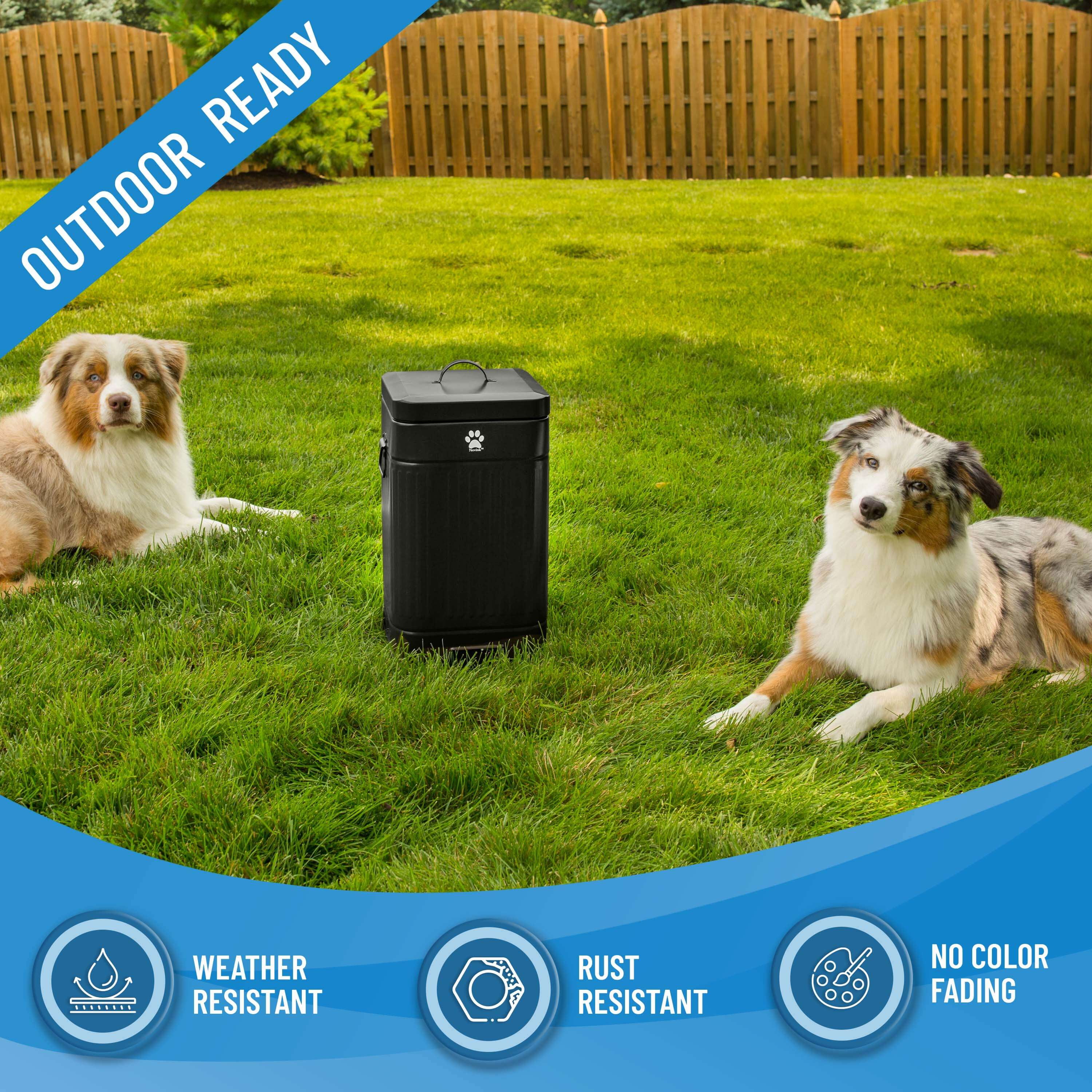 Nevink Dog Poop Trash Can Outside - Outdoor Dog Waste Trash Can with Lid - Odor Proof Waste Station Container for Backyard - 12L/3.2Gal (Black)