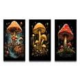 thumbnail image 2 of Designart "Vintage Amarita Magical Mushroom II" Abstract Landscape Framed Wall Art Set Of 3 - Gold Abstract Landscapes Frame Canvas Set For Living Room Decor, 2 of 6