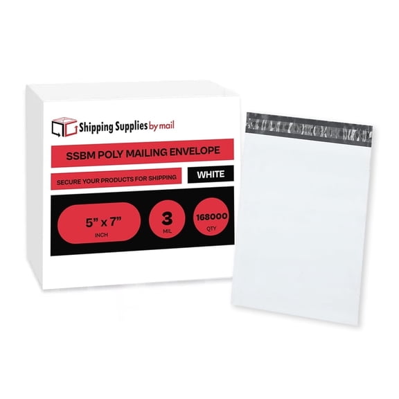 SSBM Poly Mailers 5" x 7" 3 Mil 168000 Pack Thick Self Seal Water Resistant Bags for Clothing For Shipping