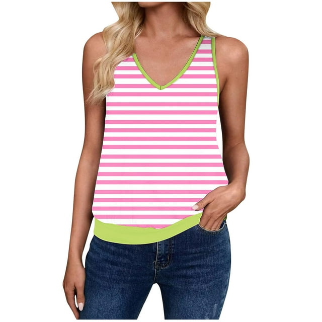 SDNall Hauts Sans Manches pour Femmes T-Shirt Imprimé Floral Col en V Haut Sans Manches T-Shirts pour Femmes, Hauts pour Femmes, Hauts Sans Manches pour Femmes