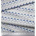 thumbnail image 3 of Soimoi Blue Cotton Voile Fabric Teddy Bear Face Printed Craft Fabric by the Yard 42 Inch Wide, 3 of 3