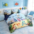 thumbnail image 2 of Manfei Cartoon Underwater Marine Life Twin Bedding Sets for Kids Boys and Girls, Whale Dolphin Shark Bedding Comforter Set, Navy Reversible 7pcs, 2 of 6